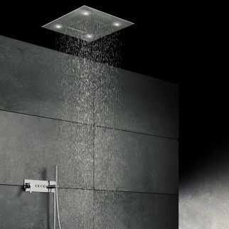Steinberg Дождеваяа панель с LED подсветкой "Relax Rain", 600 x 600мм, 3 типа струи, потолочный монтаж, с системой “изи-клин”, хромированная нерж. сталь. 390 6620